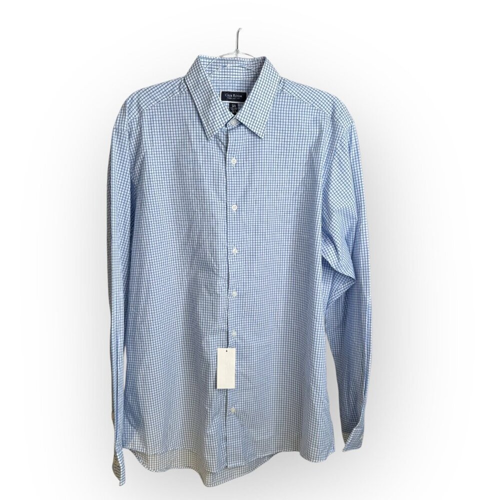 Club Room Blue Checkered Button Down Shirt